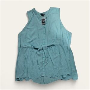 NWT Torrid Georgette Button Front Tie-front Peplum Blouse in Wasabi Size 5 (5x)